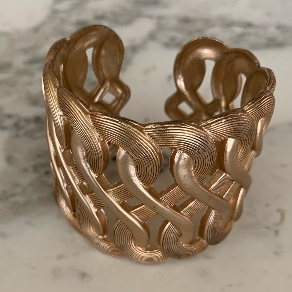Gold wide bangle bracelet
